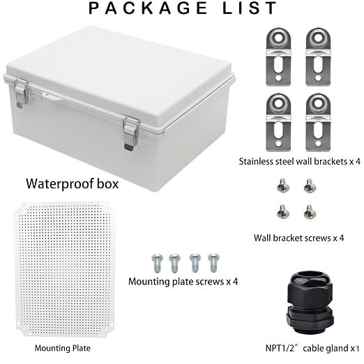 Waterproof Electrical Box, IP67 Junction Box Stainless Steel Latch Hinged Grey - Image 5