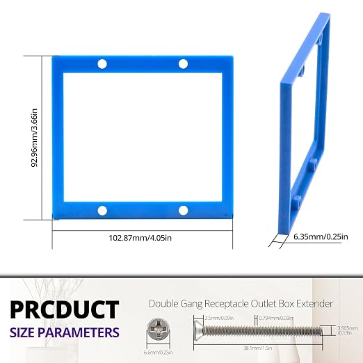 1/4” Double Gang Outlet Box Extender, Comes - Image 2