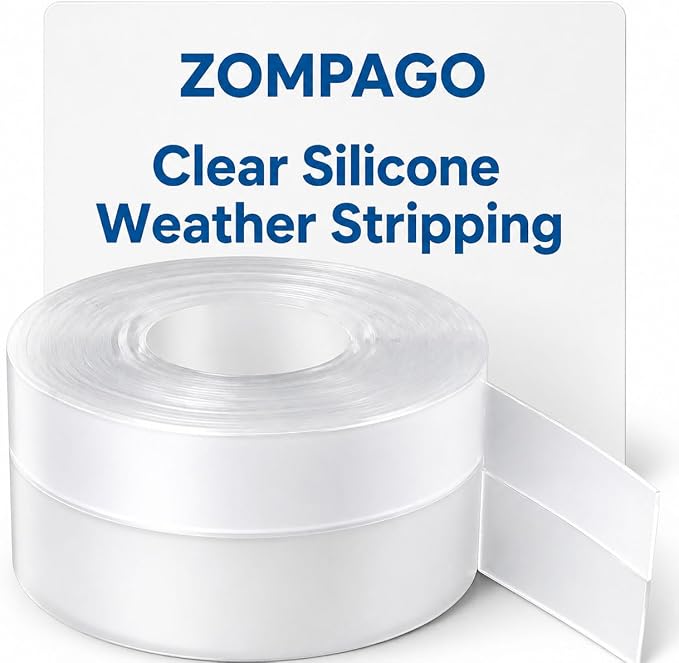 ZOMPAGO Clear Weather Stripping Door Window Draft Insulation, 1.8" x 16.4FT | by ZOMPAGOTape