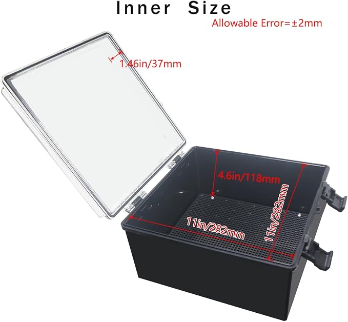 Junction Box, Hinged Black Clear Cover IP67 Waterproof ABS Project Box - Image 3