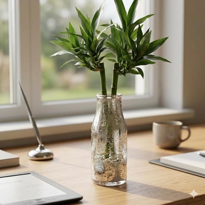 Hosley Set of 2, Glass Silver Glass Bottle, 5.5" High. Ideal Gift - Image 5