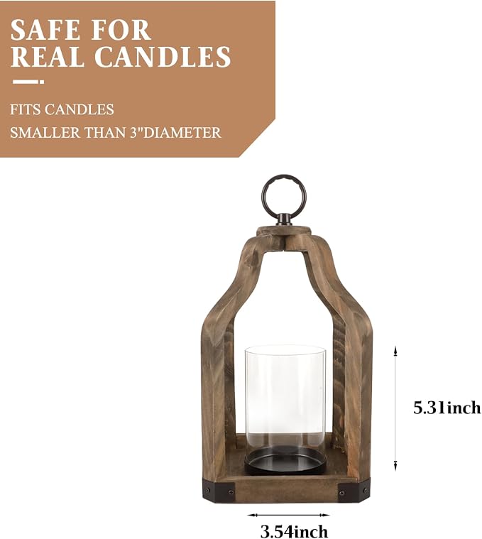 Rustic Wood Lantern Candle Holder - Image 3