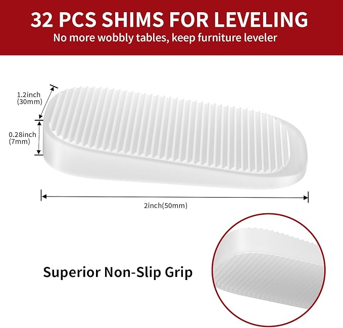 Ezprotekt 32 Pcs Clear Silicone Furniture Leveling Shims Anti Wobble Pads | - Image 2