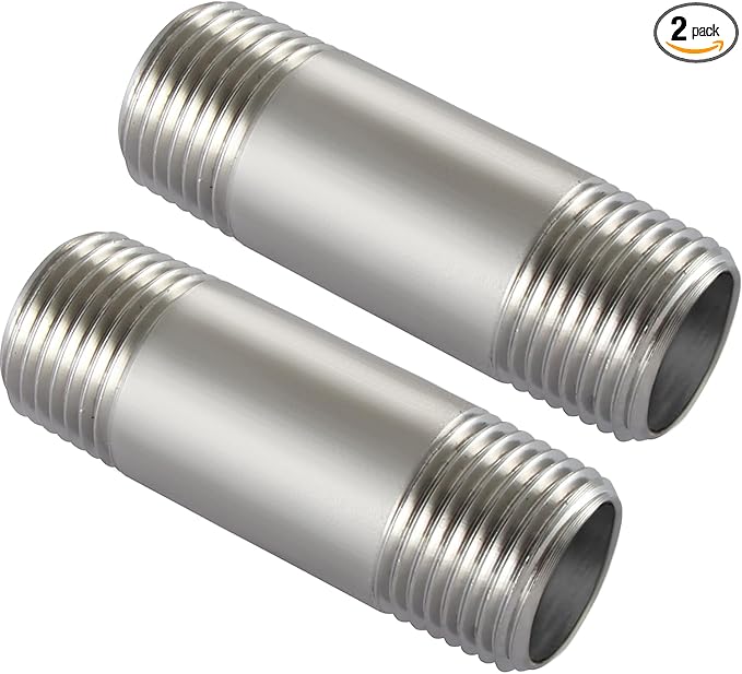 Beduan Stainless 1/4 NPT Male Threaded 2" Length Nipple Pipe Fitting 2 PCS | by Beduan