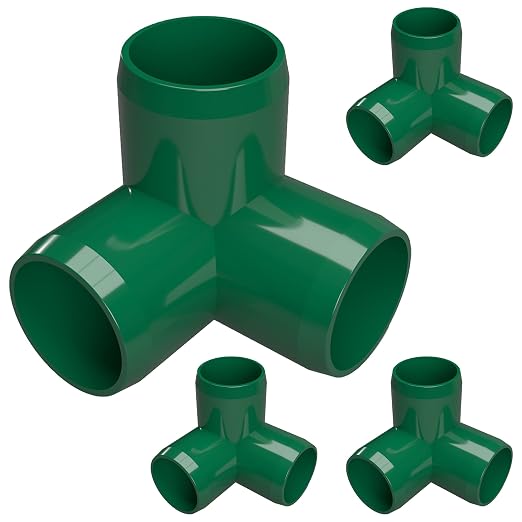 1” 3-Way Elbow Furniture Grade PVC Fitting in Green, Made in USA, UV-Resistant by FORMUFIT