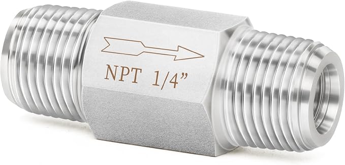 ChillWaves 304 Stainless Steel In-Line Siamese Check Valve 1/4" NPT Male Thread by VisittheCHILLWAVES
