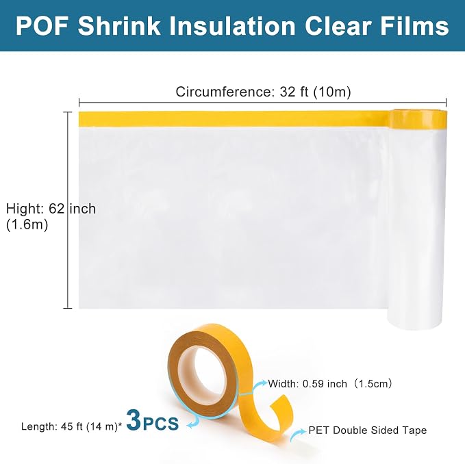 Augblinds Window Insulation Kit, Plastic Window Covering 62 Inch Wide × 393 - Image 3