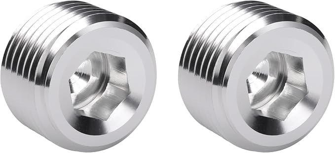 3/8 NPT Male Thread Allen Head Socket Pipe Plug Fitting Aluminum Silver by Podavelle