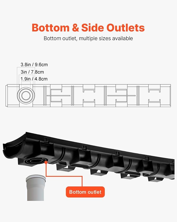 VEVOR Trench Drain System 6 Pack, Channel Drain - Image 5