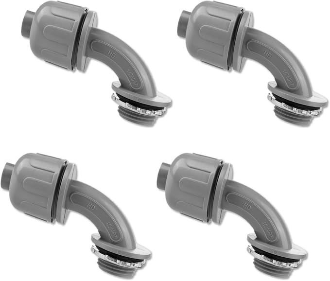 4-Pack 1/2 Inch NPT Liquid Tight PVC 90 Degree Conduit Connectors | elbow angle by Joyangy