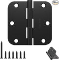 18 Pack Matte Black Door Hinges 3.5 Inch 5/8" Radius Interior | 3-1/2" Rounded by AmzGod