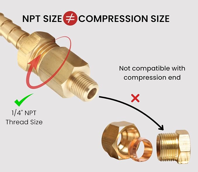 Brass Pipe Fitting Adapter, 1/8" NPT Male x 1/4" NPT Female - Image 4