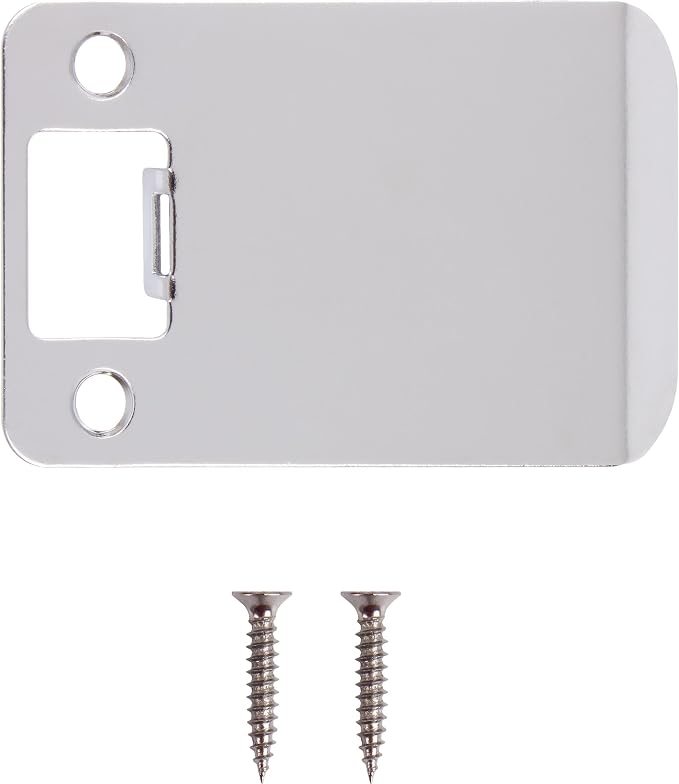 Round Corner Extended Lip Strike Plate, 2-1/4" x 3", Polished Chrome - Image 2