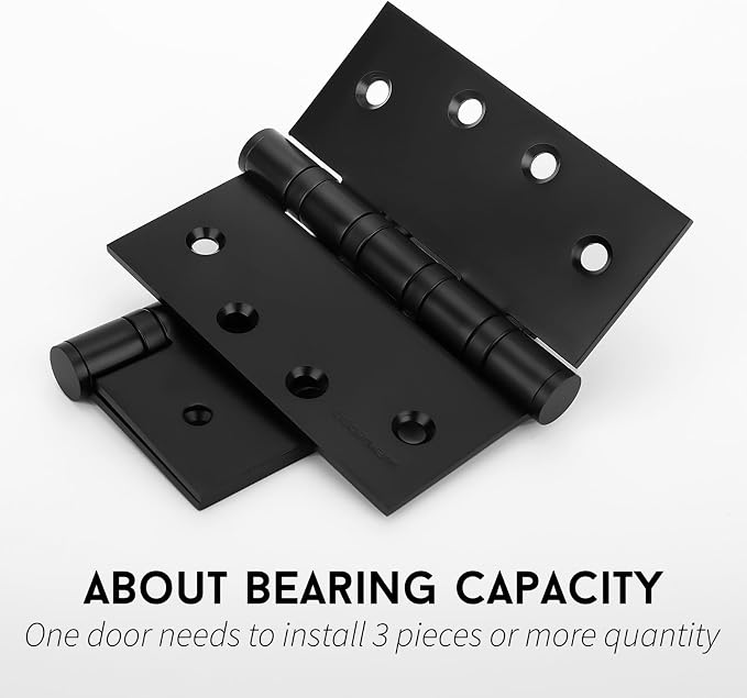 6 Pack goldenwarm Matte Black 4inch Door Hinges - Image 5