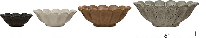Creative Co-Op Stoneware Flower Bowls - Image 2