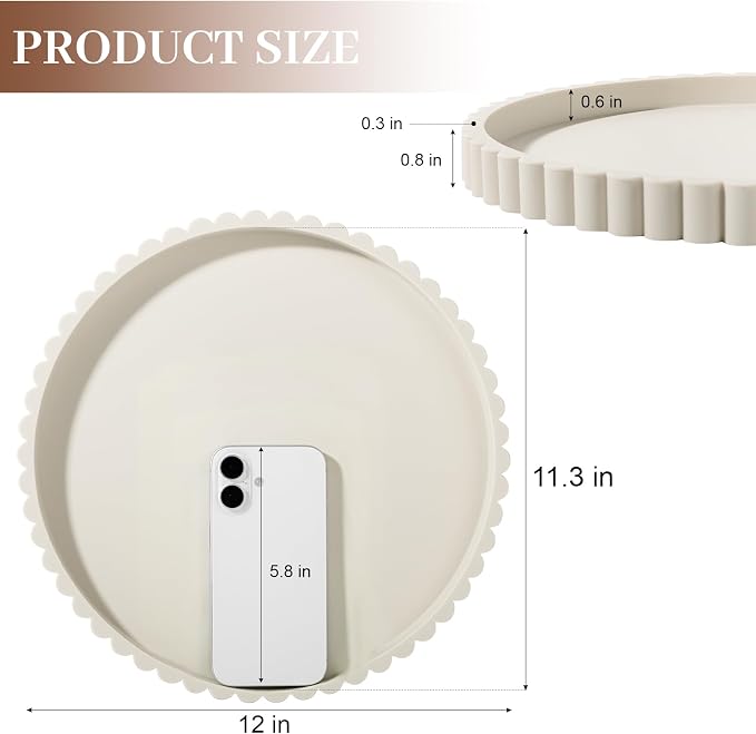 Round Bathroom Tray Perfume Organizer Coffee Table Decor, Heat-Resistant - Image 6