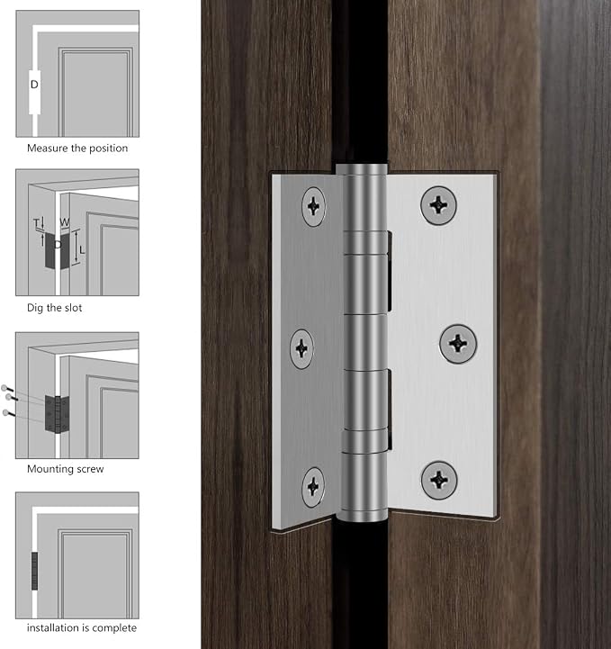 3in x 2.5in 304SS Door Hinges, Square Corners, Non Removable Pin, - Image 7