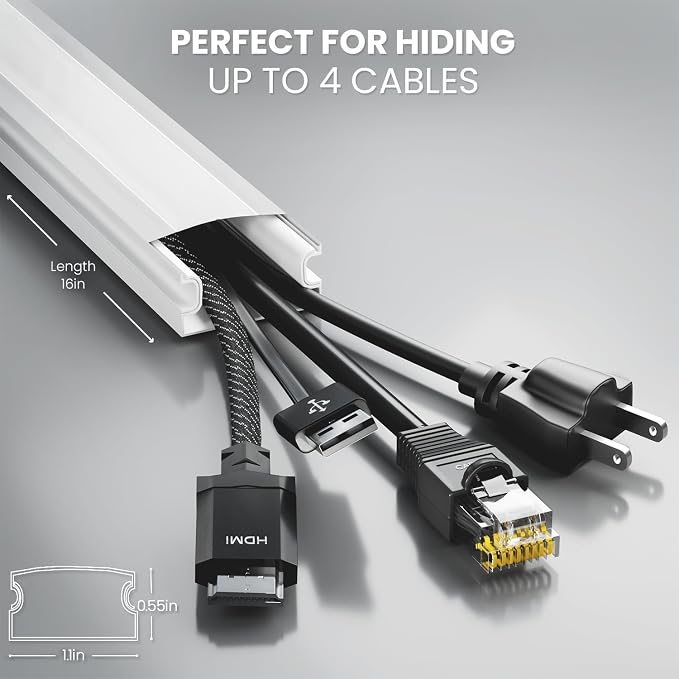 Cord Covers for Wires on Wall - 300in Cable Management Cable Hider - Cord - Image 3