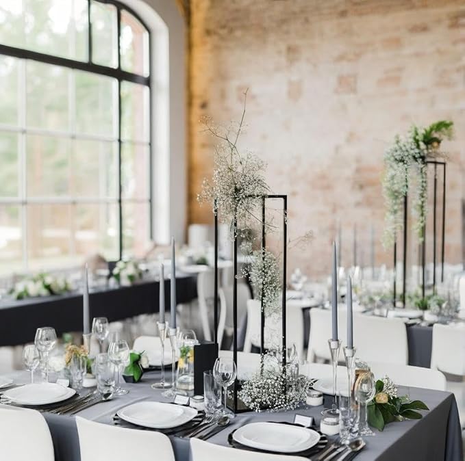 31.5inch 2 pcs Column Vases Metal Flower Stand Black Wedding Centerpieces - Image 5