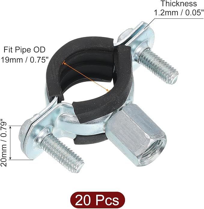 uxcell 20 Pcs Adjustable Pipe Bracket Clamp, 3/4" Wall Ceiling Mount Split Ring - Image 2