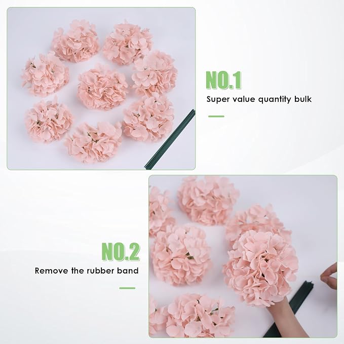 AVIVIHO 65pcs Fake Flowers Blush Hydrangea Artificial Flowers Bulk Silk Flowers - Image 4