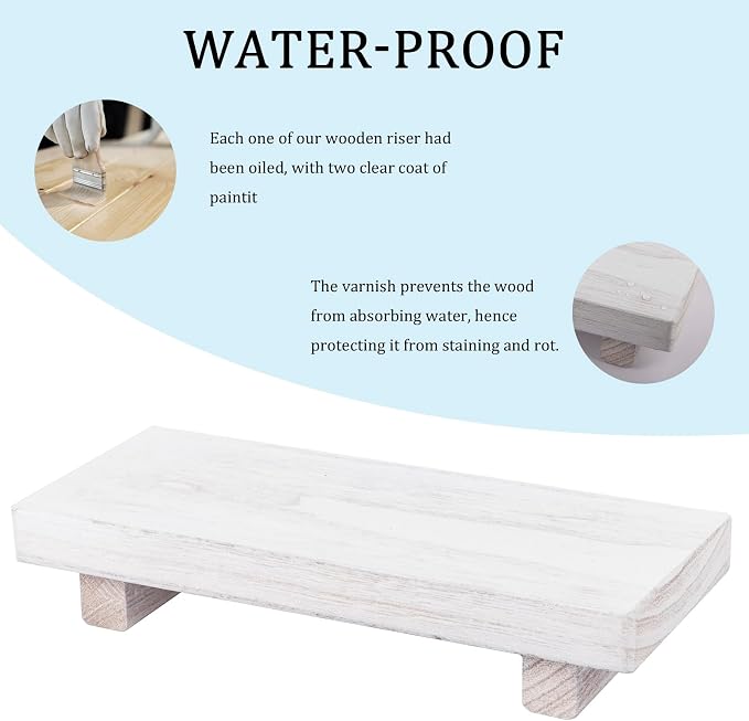 Wood Bathroom Tray Farmhouse Decor Kitchen Soap Holder, 8.7" X 3.6" White | - Image 4