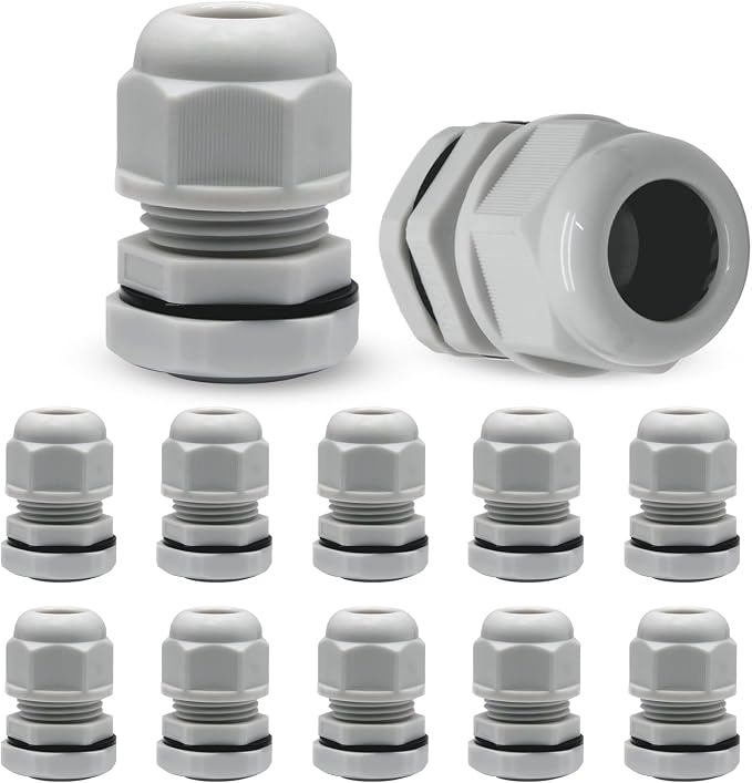 12 Pcs 1/2" NPT Nylon Cable Glands, Rubber Gasket Seal by Kyuionty