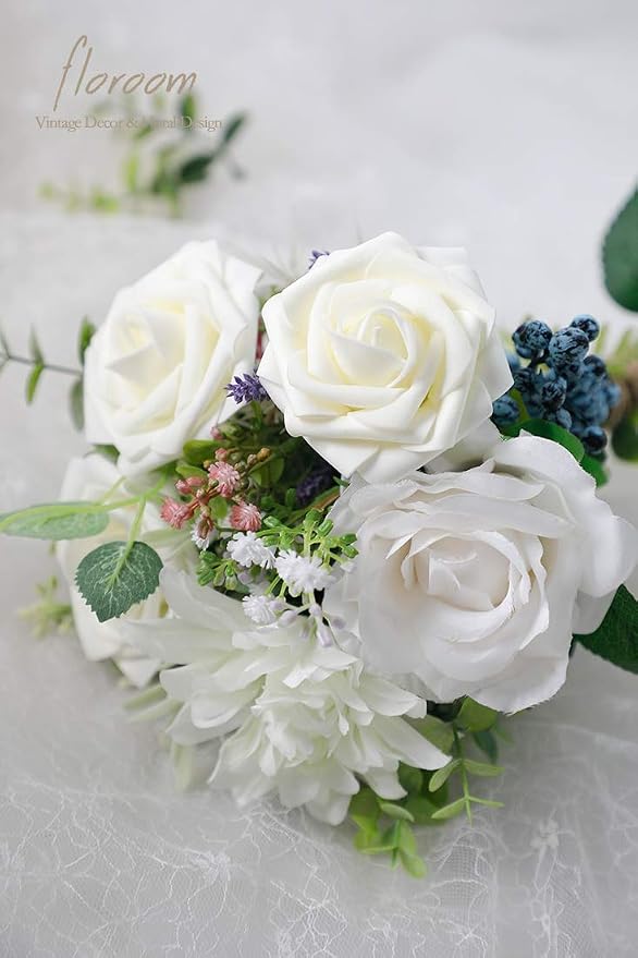 Artificial Flowers 50pcs Real Looking Ivory Foam Fake Roses - Image 3