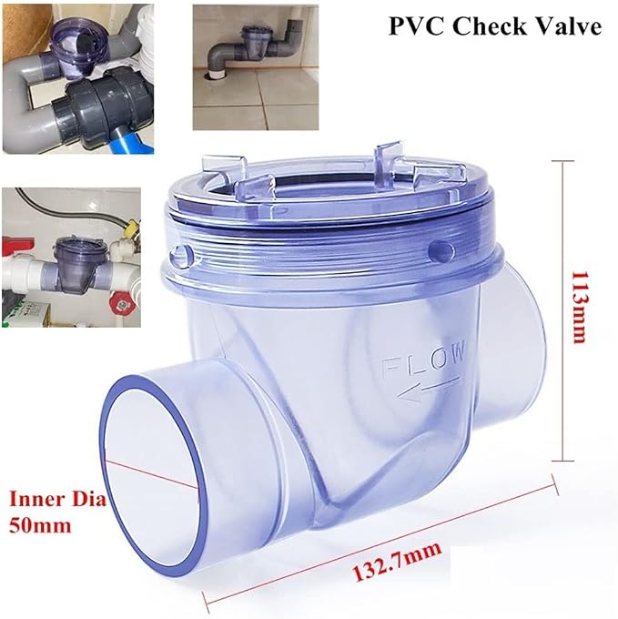 GERRIT Ball Valve, 50mm PVC Check Valve, Kitchen Sewer Pipe Anti-Backflow - Image 2