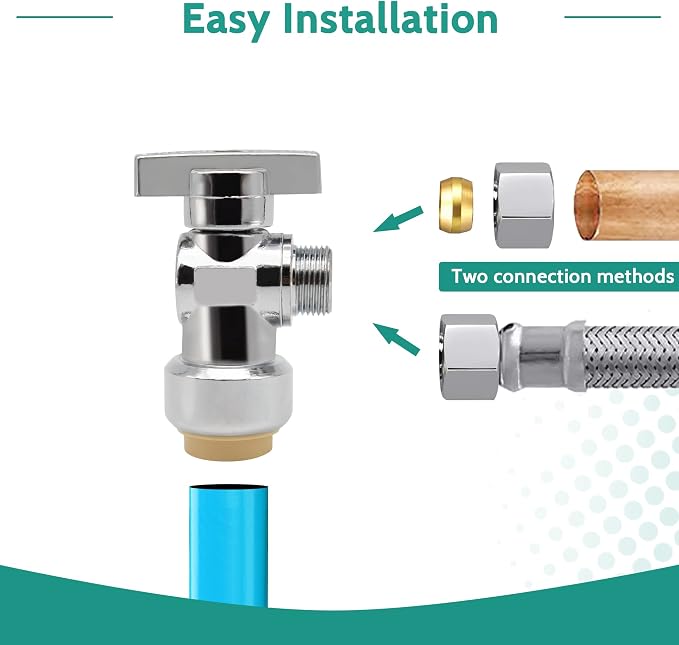 Angle Stop Valve 5 Pack, 1/2" Ptc X 3/8" Compression Water Shut Off Valve - Image 4