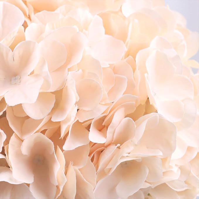 AVIVIHO 65pcs Fake Flowers Champagne Hydrangea Artificial Flowers Bulk Silk - Image 7