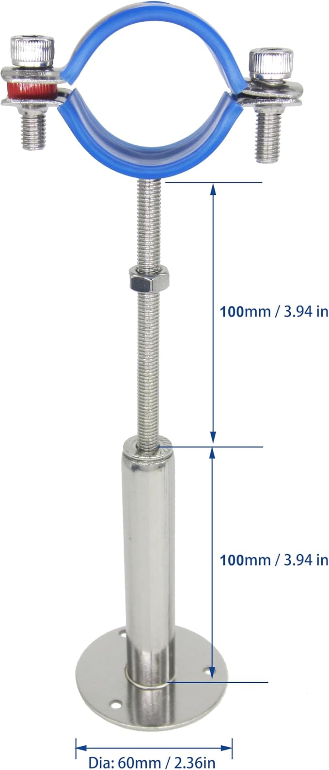 Stainless Steel Adjustable Pipe Clamp Bracket, 1-1/4 Inch - Image 2