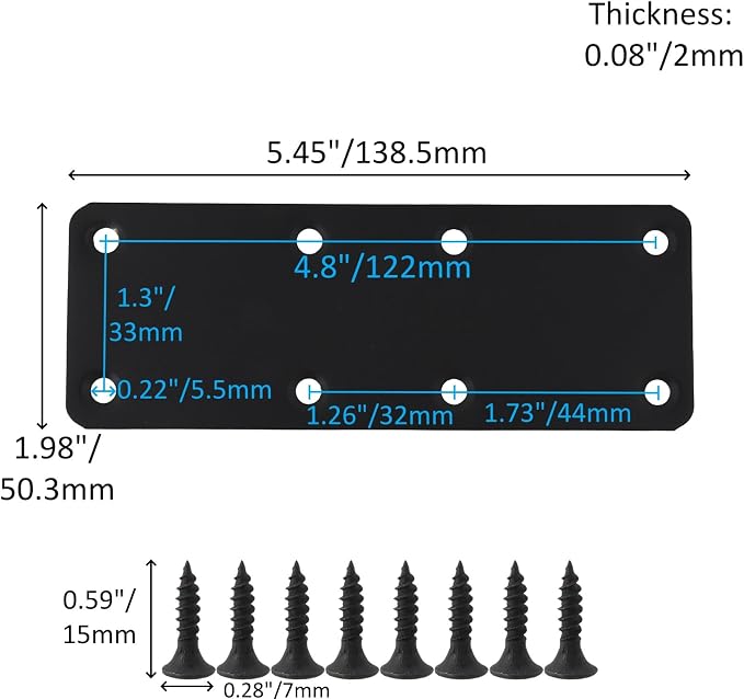 4Pcs Flat Straight Bracket Single-Line Stainless Steel Connectors | - Image 2