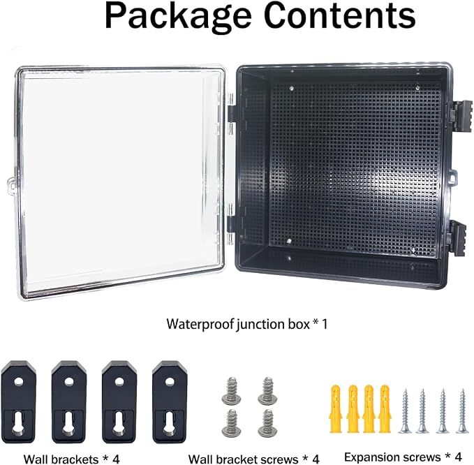 Junction Box, Hinged Black Clear Cover IP67 Waterproof ABS Project Box - Image 6