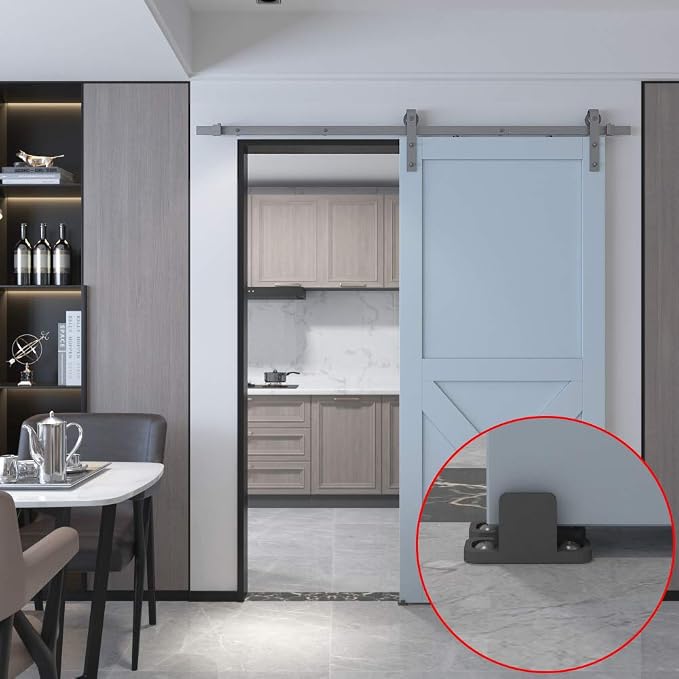 JUBEST Black Aluminum Floor Guide, Floor Mounted Sliding Barn Door Hardware - Image 8