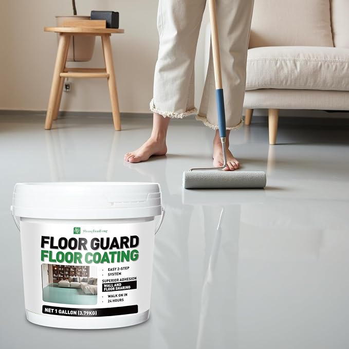 Water-based colored sand floor paint, Smoke grey 1 Gallon, aterproof Coating - Image 7