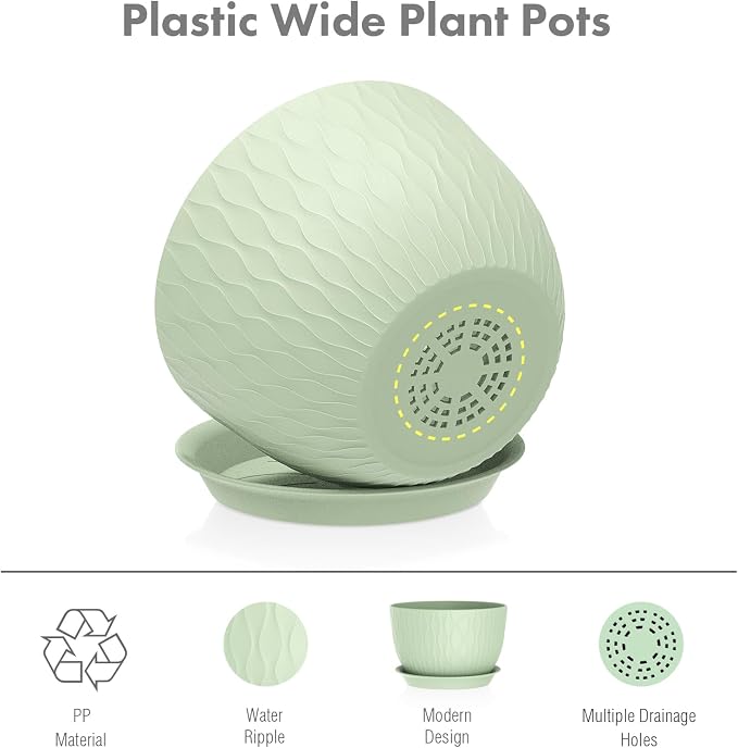 Meowell Large Flower Pots 12/10/9 inch, 3 Set Wide Plant Pots - Image 4