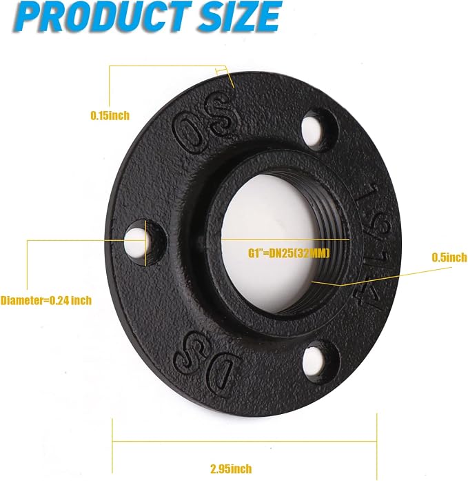 1" Antirust Black Floor Flange, 40 Pack Malleable iron Pipe Fittings - Image 2
