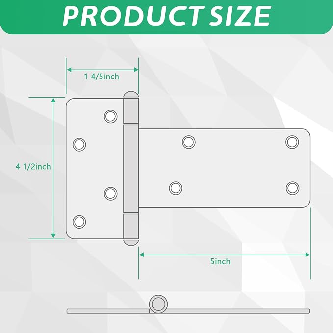 5 in T-Strap Shed Door Hinges 260 Lbs Capacity, 6 Pack Heavy Duty Gate Hinge | - Image 2