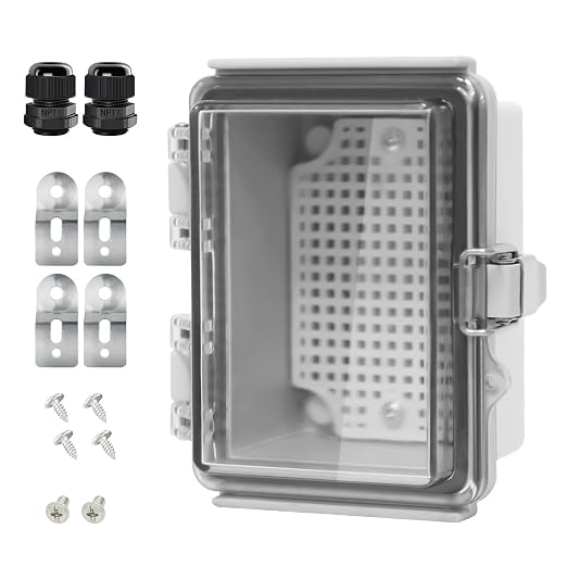 Electrical Box, IP67 Waterproof Hinged Clear Cover Stainless Steel Latch by LeMotech