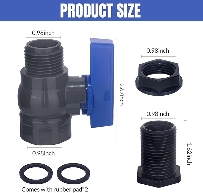 PVC Rain Barrel Spigot Kit 2 Pack 3/4" GHT Bulkhead Fitting - Image 2