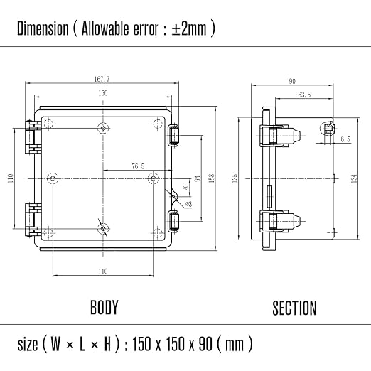 Electrical Box, IP67 Waterproof Hinged Clear Cover Stainless Steel Latch - Image 8