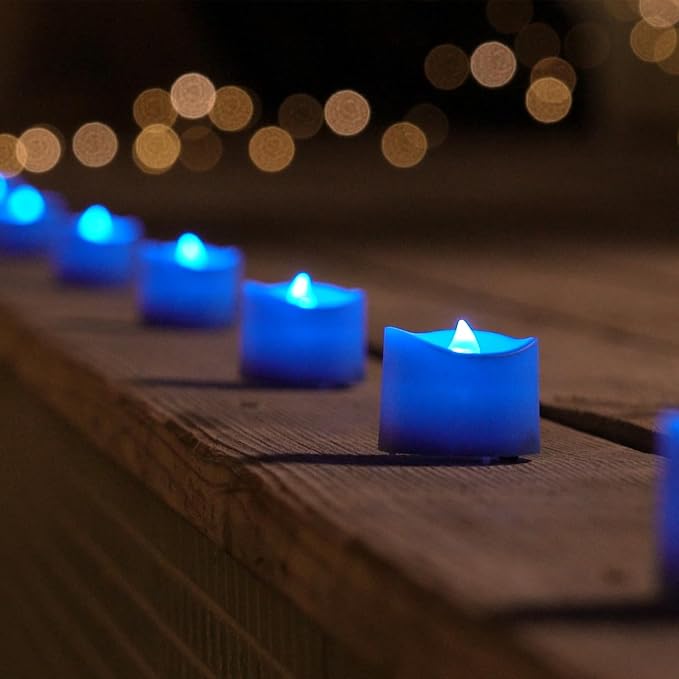Homemory 24-Pack Blue Flameless Battery Tea Light Candles, 200+ Hours | - Image 2