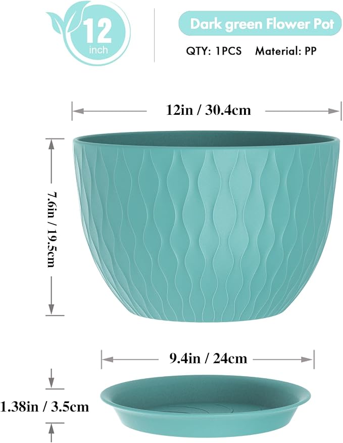 WSMKSZ 12 Inch Large Plant Pots - Image 2