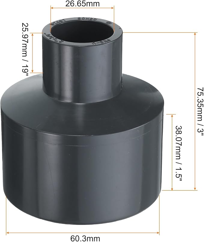 HARFINGTON PVC Reducing Coupling 2 x 3/4" Increaser/Reducer Coupling Pipe - Image 2
