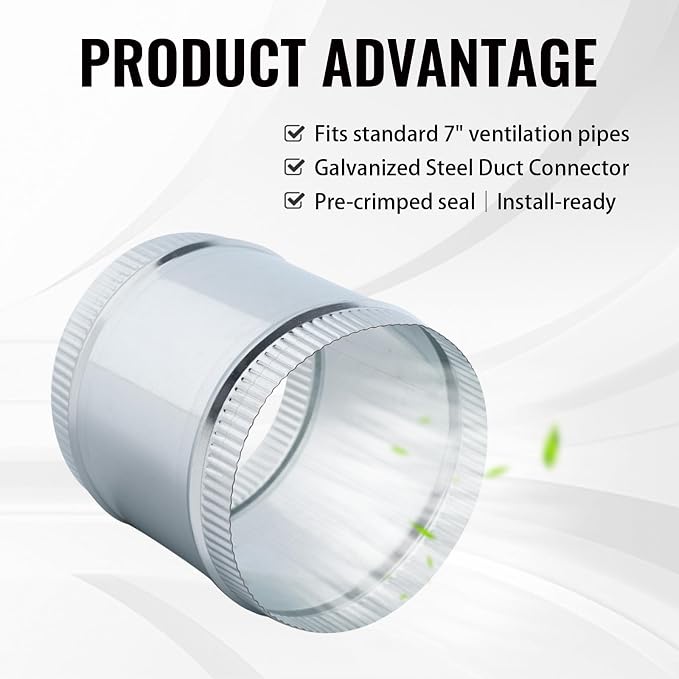 7 Inch Round Galvanized Steel Duct Connector - Image 4