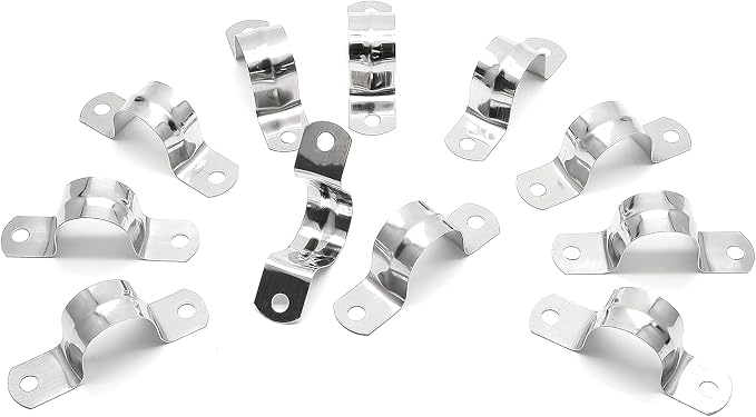 20Pcs 1 Inch Stainless Steel Conduit Clamps | Two Hole Strap, U Bracket Rigid - Image 2