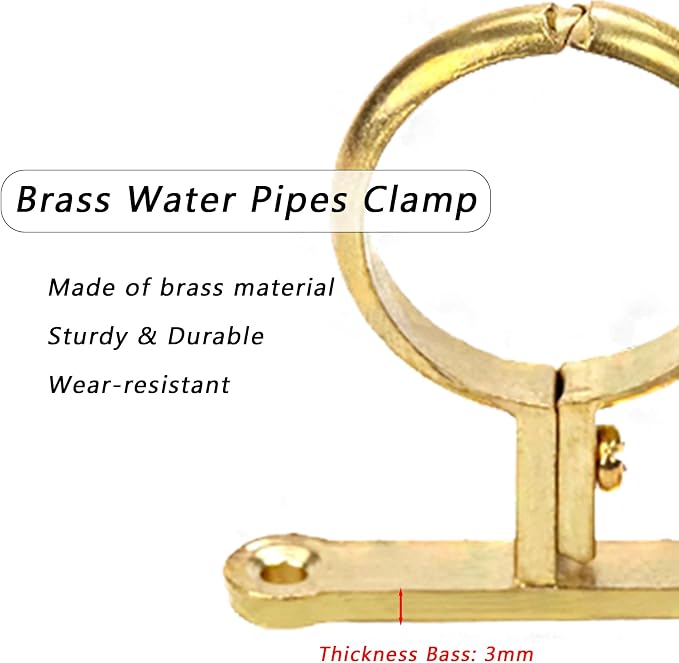 2Pcs Brass Water Pipes Clamp, Pipe Support Clamps Fit - Image 3
