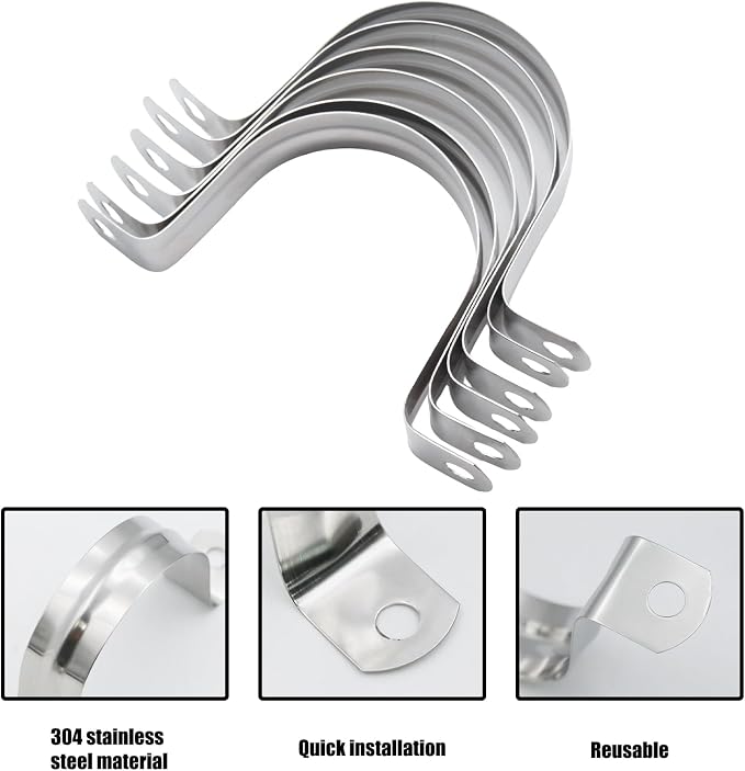 32Pcs 50mm / 2" Stainless Steel U Bracket Pipe Clamps | Conduit Clamps - Image 4