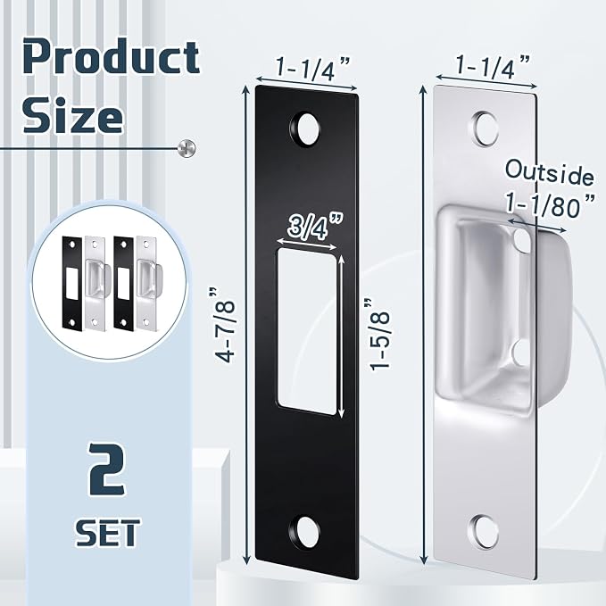 Hicarer 2 Pcs 1-1/4" x 4-7/8" Box Strike Plate, Universal Security Latch - Image 2